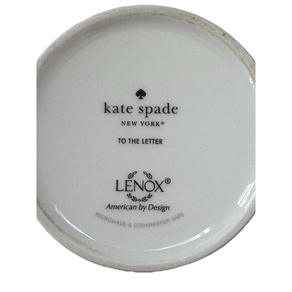 Kate Spade Lenox TO THE LETTER “P” Coffee Mug Orange White Black Stripes Cup - Picture 2 of 3